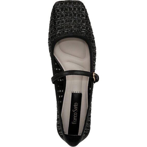 Franco Sarto Womens Black Open Weave Faux Leather Tinsley Mary Jane Ballet Flats - Picture 5 of 9